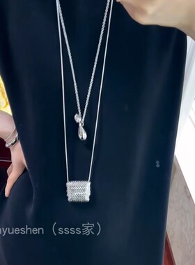 韩国博主HabI同款编织包银色瓶子吊坠项链女配饰长款秋冬毛衣链