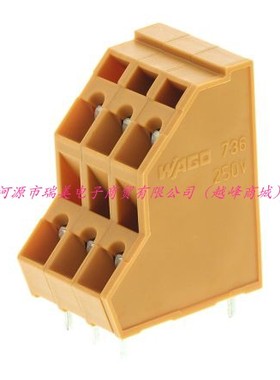 Wago万可5.08MM节距2行6路通孔橙色电路板接线端子块736-303