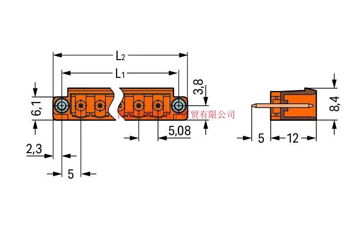 WAGO万可THT针型插座5.08MM间距16极橙色231-346/108-000