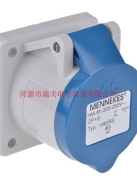 Mennekes蓝色3P工业电源IP44面板安装16A额定电流230V插座1363