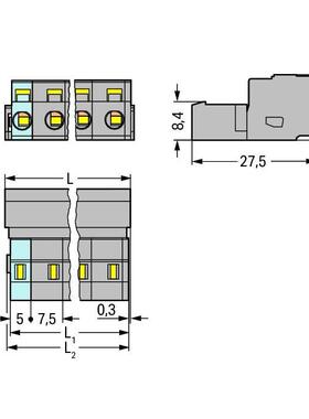 WAGO万可MCSMIDI Classic灰色1排2路7.50MM插头731-603