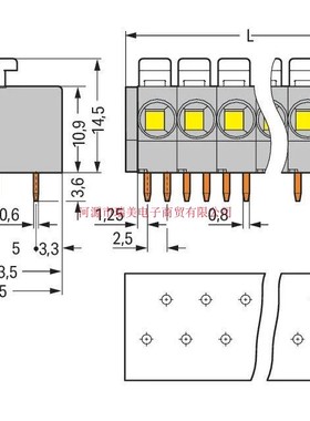 PCB接线端子3极间距5MM灰色804-103电子元件Wago连接器