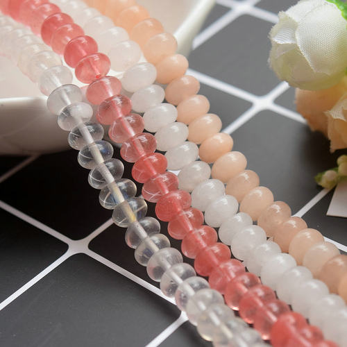 5*8mm天然白水晶西瓜晶东陵玉散珠算盘隔珠DIY手工手串饰品材料配