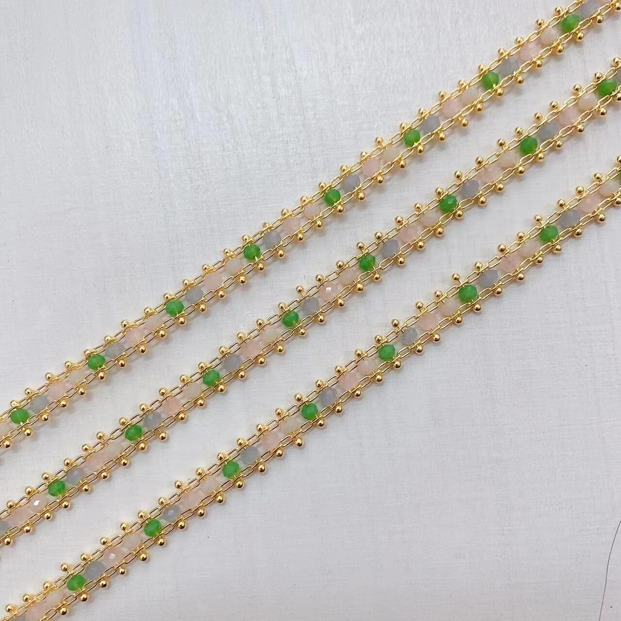 绿色切面水晶链条链子服装辅料铜链手工链 腰链diy饰品材料配件