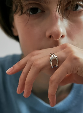 韩国代购ins小众设计师verte结绳宽版戒指925银 小红书博主推荐