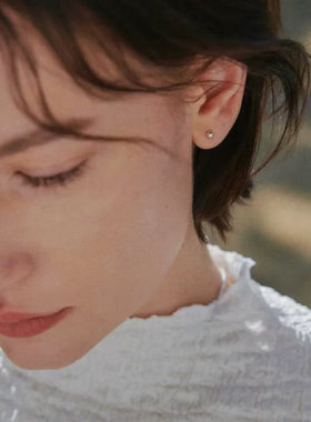 韩国代购ins小众verte925银迷你豆豆圆球耳钉3mm小红书博主推荐