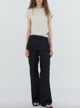 韩国代购FOETO小红书博主推荐黑色工装屁帘裤叠穿日常百搭休闲裤