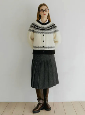 韩国代购TTUDEMENT小众品牌秋冬格子毛呢半裙小红书博主angkm推荐