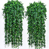 仿真招财树叶子墙壁挂吊篮塑料假花藤条装 饰绿植藤蔓摆设植物吊兰