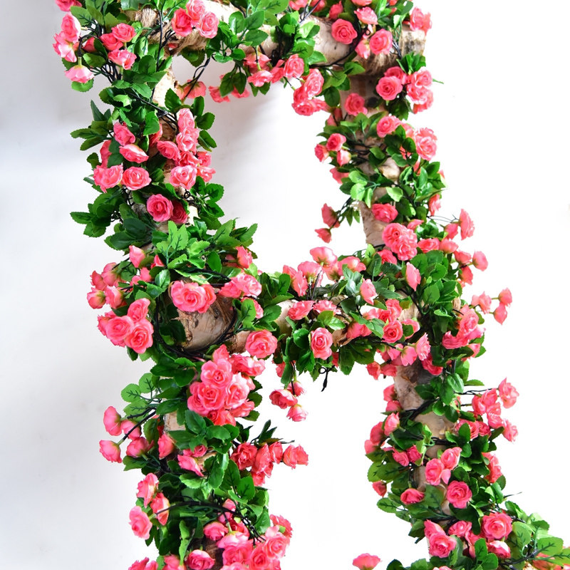 仿真蔷薇花藤假花藤条缠绕遮挡空调管道装饰藤蔓绿植墙壁遮丑造景