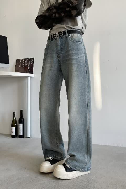 JZNZ9015-P50新款美式高街潮流直筒牛仔裤显瘦百搭拖地长裤,男装牛仔裤,星座1608