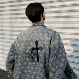 JX3566-P90春季新款重工十字架牛仔外套复古设计宽松百搭上衣，男装夹克，星座1608
