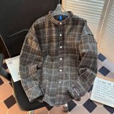 XCX341-P53复古经典格子衬衫长袖日系宽松休闲翻领衬衣外套潮ins，男装衬衫，星座1608