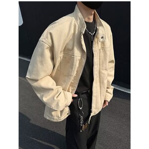 JX3558-P95 春季新款复古重磅水洗哈灵顿外套立领设计感休闲夹克图片