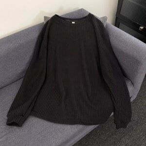EHB36-P33 春季新款长袖圆领纯色T恤百搭宽松潮流卫衣气质图片