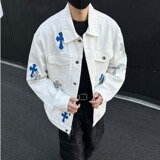 JX3596-P88新款港风十字架牛仔夹克嘻哈ins潮高街潮流痞帅外套，男装夹克，星座1608