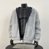 SSQ695-P65运动条纹连帽开衫卫衣外套复古宽松休闲双面穿夹克，男装夹克，星座1608