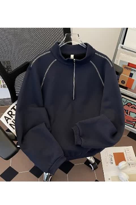 ZYFZ15-P55新款美式复古半高拉链长袖卫衣小众设计宽松休闲外套,男装卫衣,星座1608