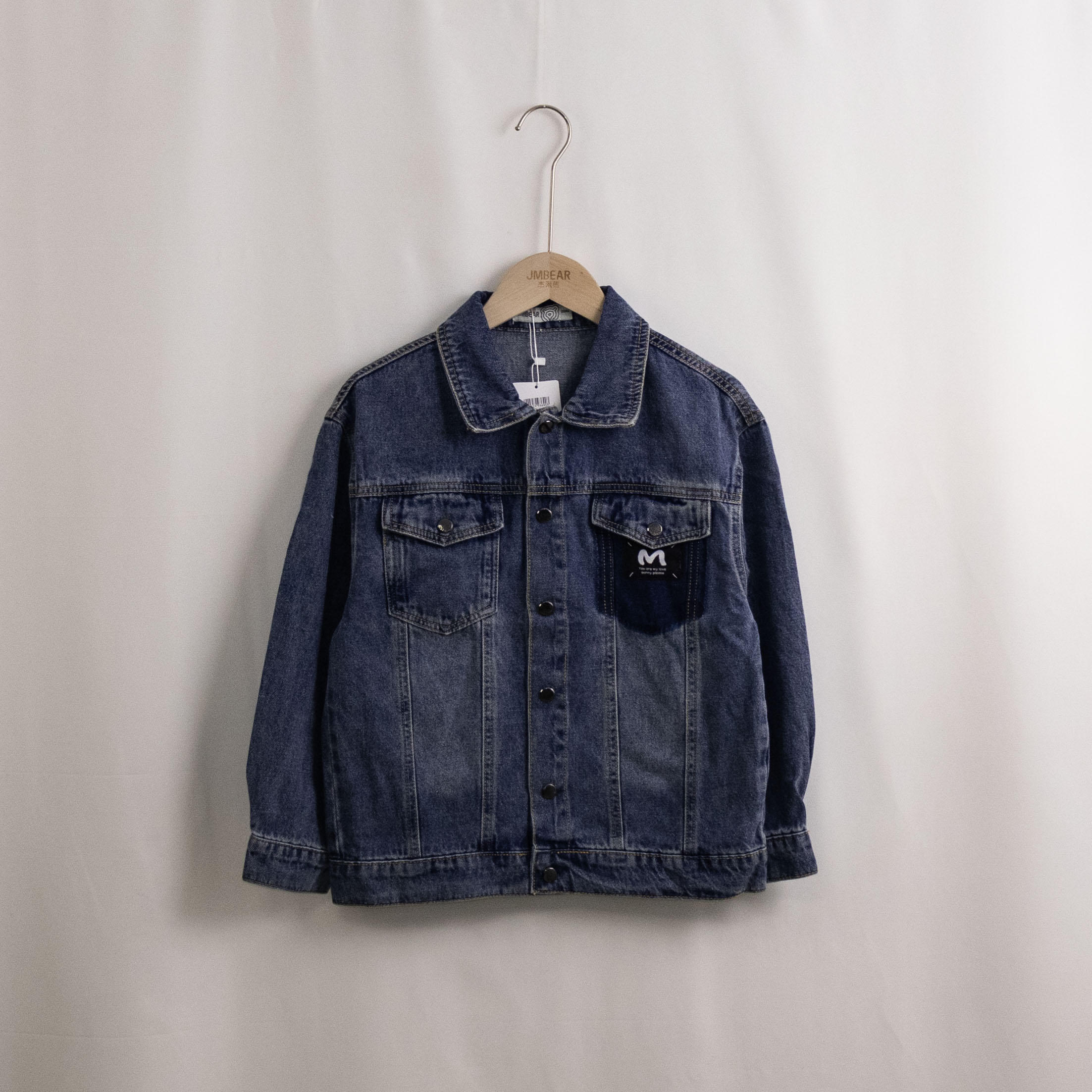 杰米熊美式复古学院风牛仔外套