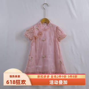 杰米熊品牌100-150夏季女童百搭国风汉服雪纺透气旗袍公主连衣裙