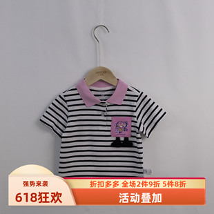 短袖 杰米熊品牌童装 印花百搭纯棉男女可爱POLO衫 T恤 130夏季