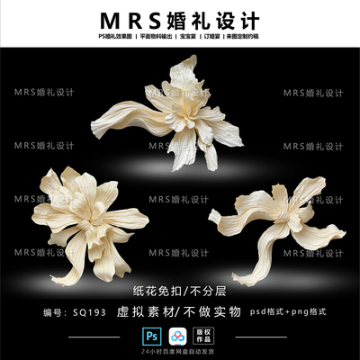 婚礼大型香槟色纸花设计SQ193 褶皱纸艺道具效果图【MRS】