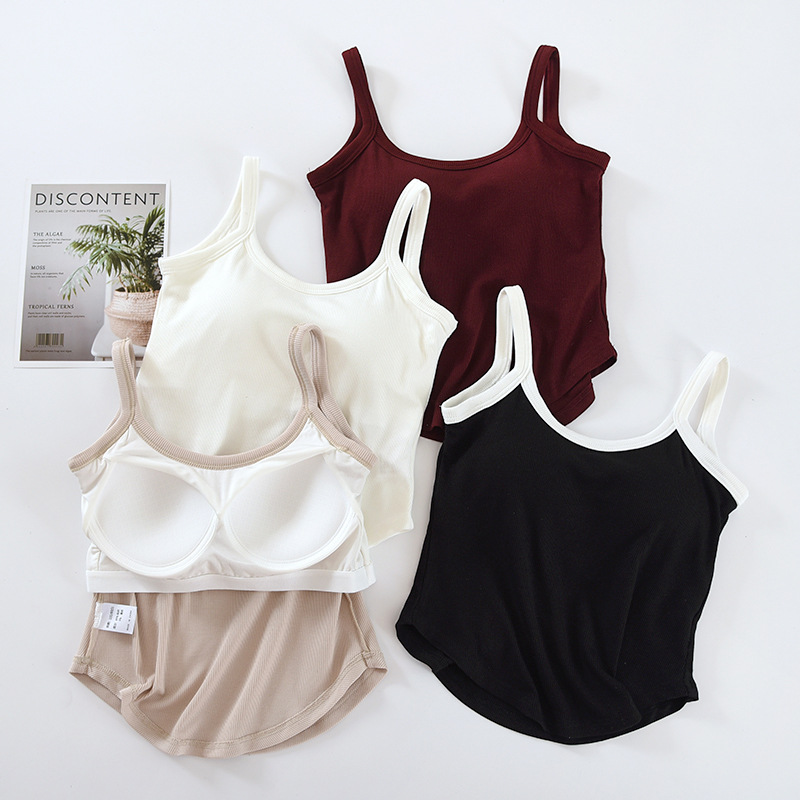 带胸垫吊带背心女莫代尔美背内搭