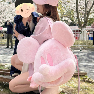 日系ins可爱卡通老鼠头大脸包毛绒玩偶单肩斜跨包女生公仔背包