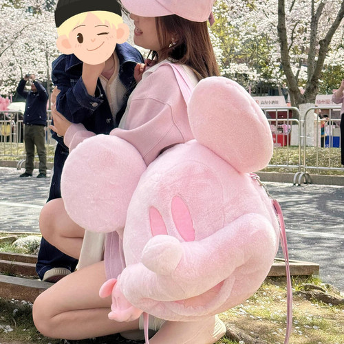 日系ins可爱卡通老鼠头大脸包毛绒玩偶单肩斜跨包女生公仔背包