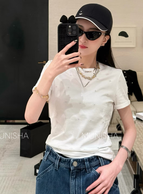 MO 顶配版/  26C 早春新款 重工刺绣镂空字母圆领短袖/背心上衣女