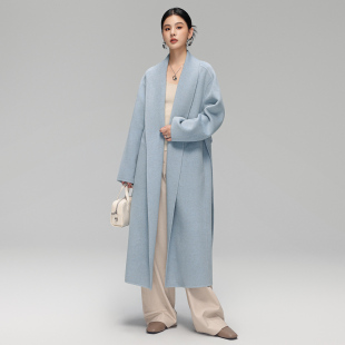 毛呢外套 25冬新慵懒浴袍式 CHIIYEAR池也 双面羊绒羊毛大衣女长款