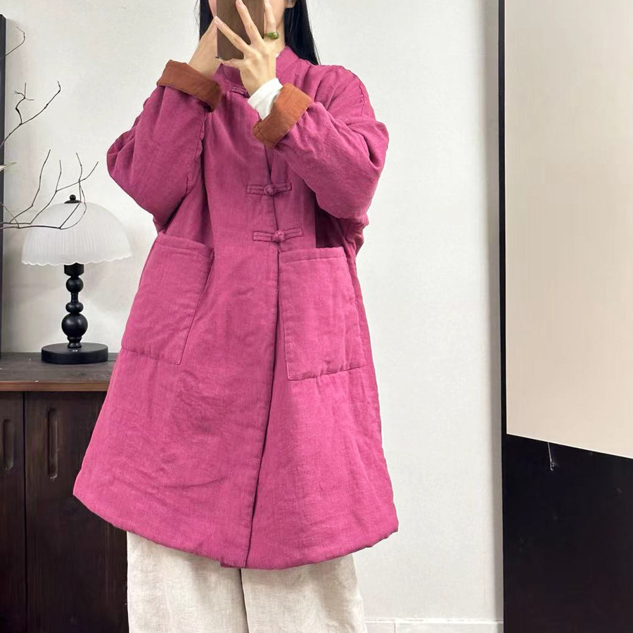 清仓新中式冬季女装设计款纯亚麻盘扣加厚立领中长款棉衣棉服棉袄,女装/女士精品,棉衣/棉服,淘宝优惠券,粉丝福利购,淘宝优惠卷
