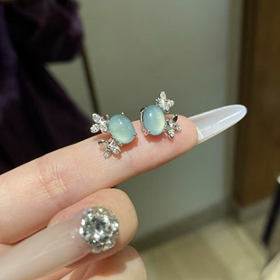 「老花翡翠」天然危料翡翠耳钉女款s925纯银轻奢小众精致送礼高级