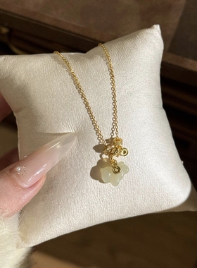 「马上有钱」天然和田玉可爱小马项链女款s925银镀金轻奢送礼闺蜜