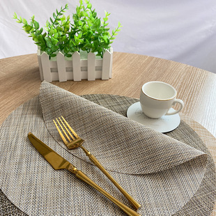 2片装 PVC纯色编织圆形餐垫酒店水洗桌垫盘垫家居杯垫碗垫隔热垫子