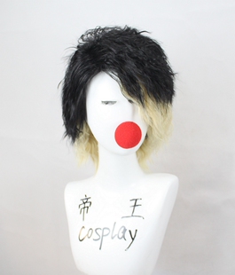 帝王cosplay假发亚兰亚伦cos假面骑士Ghost双色卷发男款毛娘定做