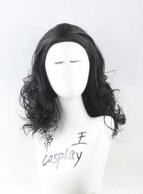 帝王cosplay假发诸神黄昏COS Loki洛基 背头黑色卷发定制假毛