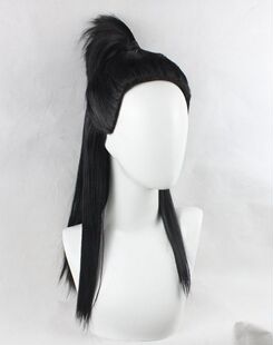 帝王cosplay假发COS水浒传林冲半扎高马尾黑色古风男款手钩定制