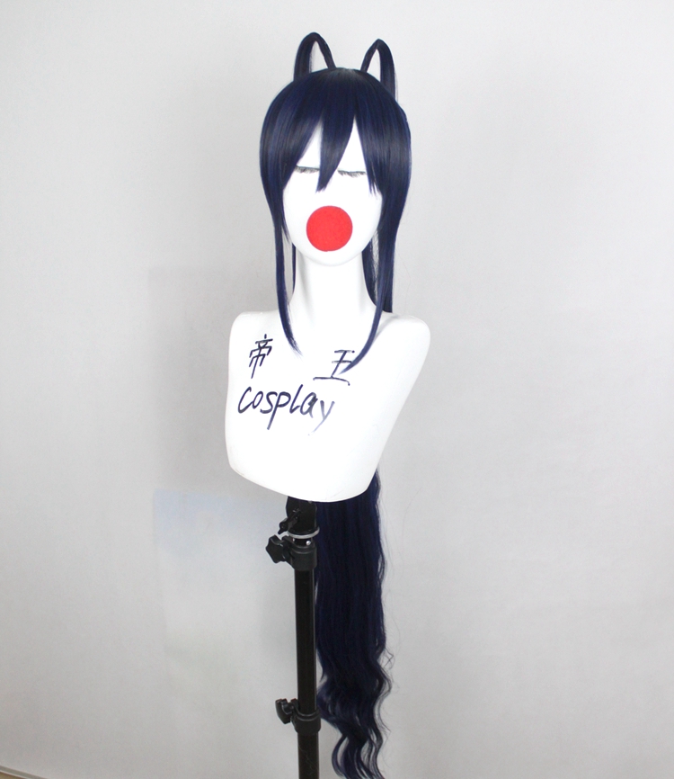 Cosplay假发COS恶魔高校D×D 姬岛朱乃 虎口蓝黑色长呆毛定制假毛