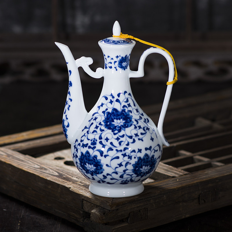 陶瓷酒壶家用套装大容量烈酒壶清酒具青花瓷釉下彩景德镇制中式壶
