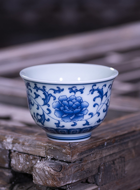 功夫茶杯陶瓷小号中号青花瓷釉下彩多款式景德镇中式薄胎青瓷60ml