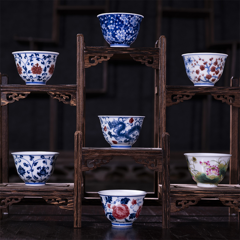 功夫茶杯茶碗小号釉下彩陶瓷品茶