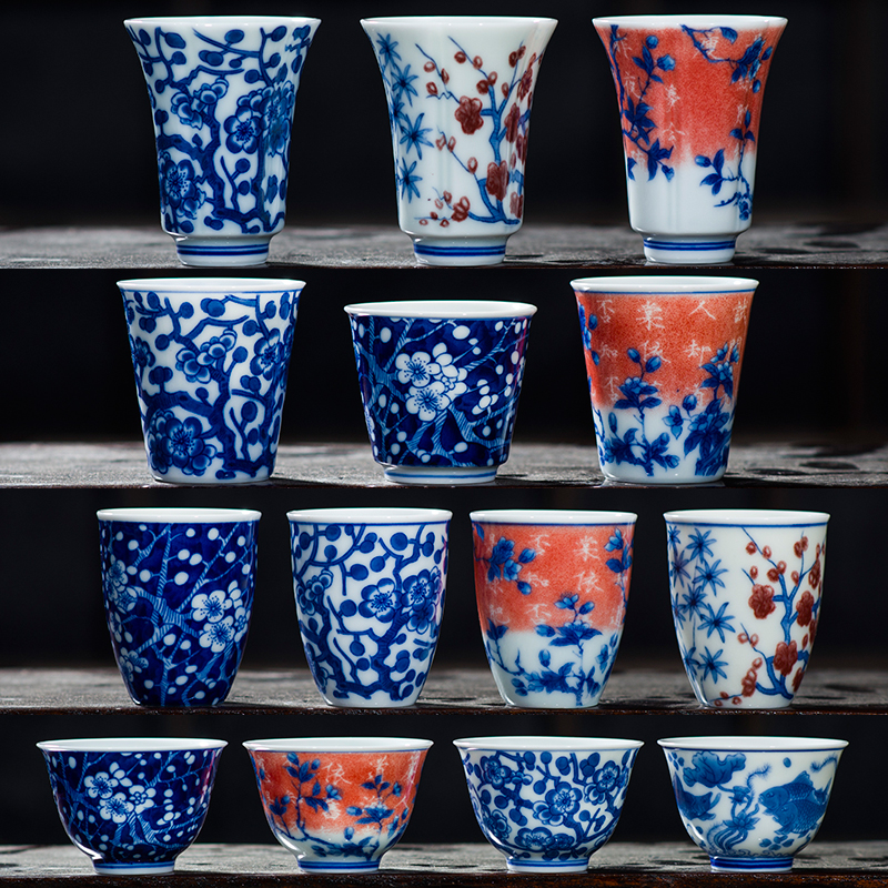 品茗杯釉下彩功夫茶具青花瓷陶瓷