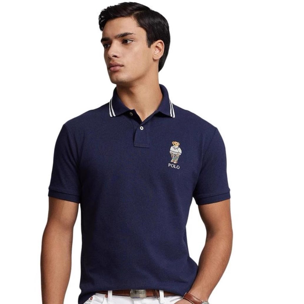 Polo Ralph Lauren拉夫劳伦简约商务休闲全棉短袖POLO衫男款深蓝