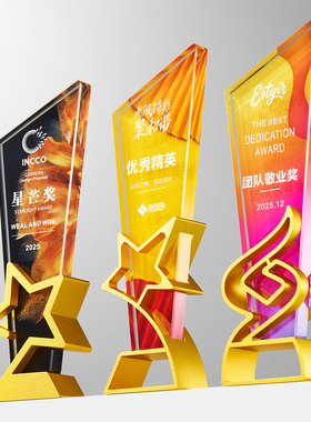 创意镂空金属底座年会年度月度季度企业评选银行保险商会评优奖杯