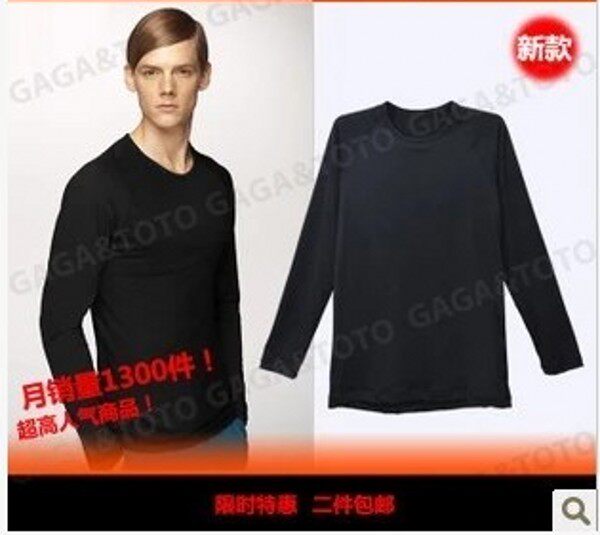 SPECIAL FOREIGN TRADE ORIGINAL SINGLE MENS ROUND NECK UNDERSHIRT HEATING CLOTHING THIN FLEECE UNDERWEAR THERMAL CLOTHING ANTISTATIC