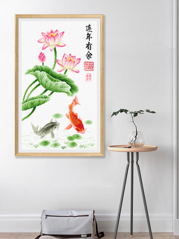 More than a year cross stitch self-embroidery 2021 new thread embroidery small living room lotus lotus simple atmospheric hand-made