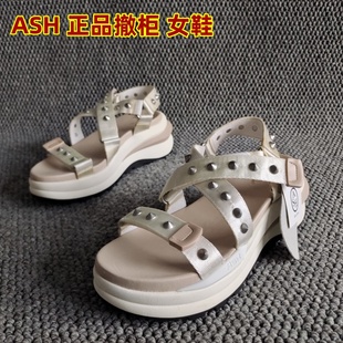 品牌撤柜断码 高级感 处理女鞋 运动潮酷魔术贴增高厚底铆钉休闲凉鞋