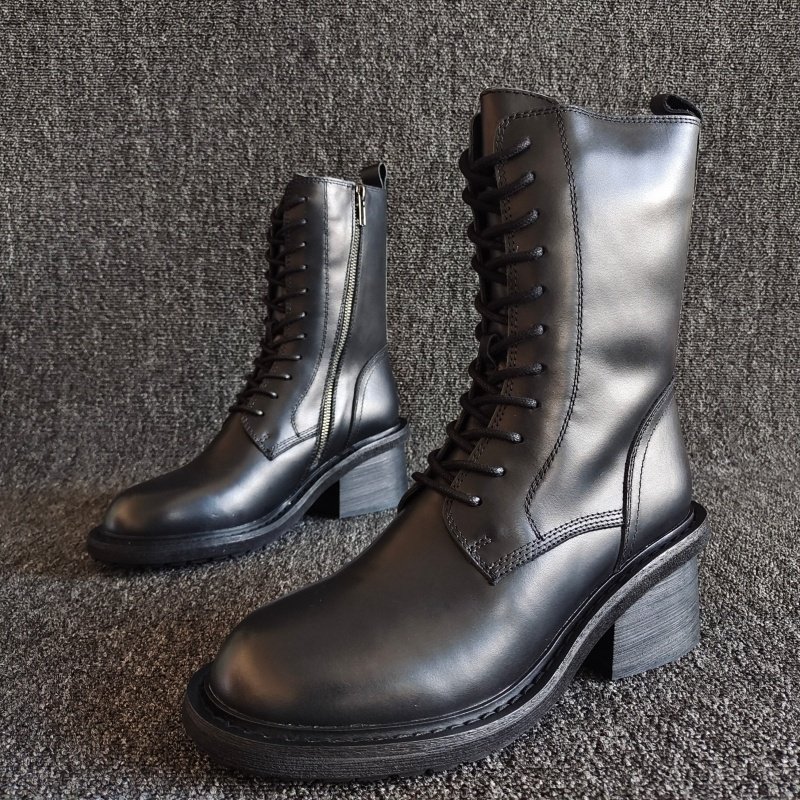 品牌撤柜断码处理真皮女靴牛皮粗高跟欧美风马丁靴羊毛加厚冬棉靴,女鞋,马丁靴,淘宝优惠券,粉丝福利购,淘宝优惠卷