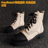 处理真皮女靴系带加绒平底马丁靴34码 Fondberyl 菲伯丽尔品牌断码